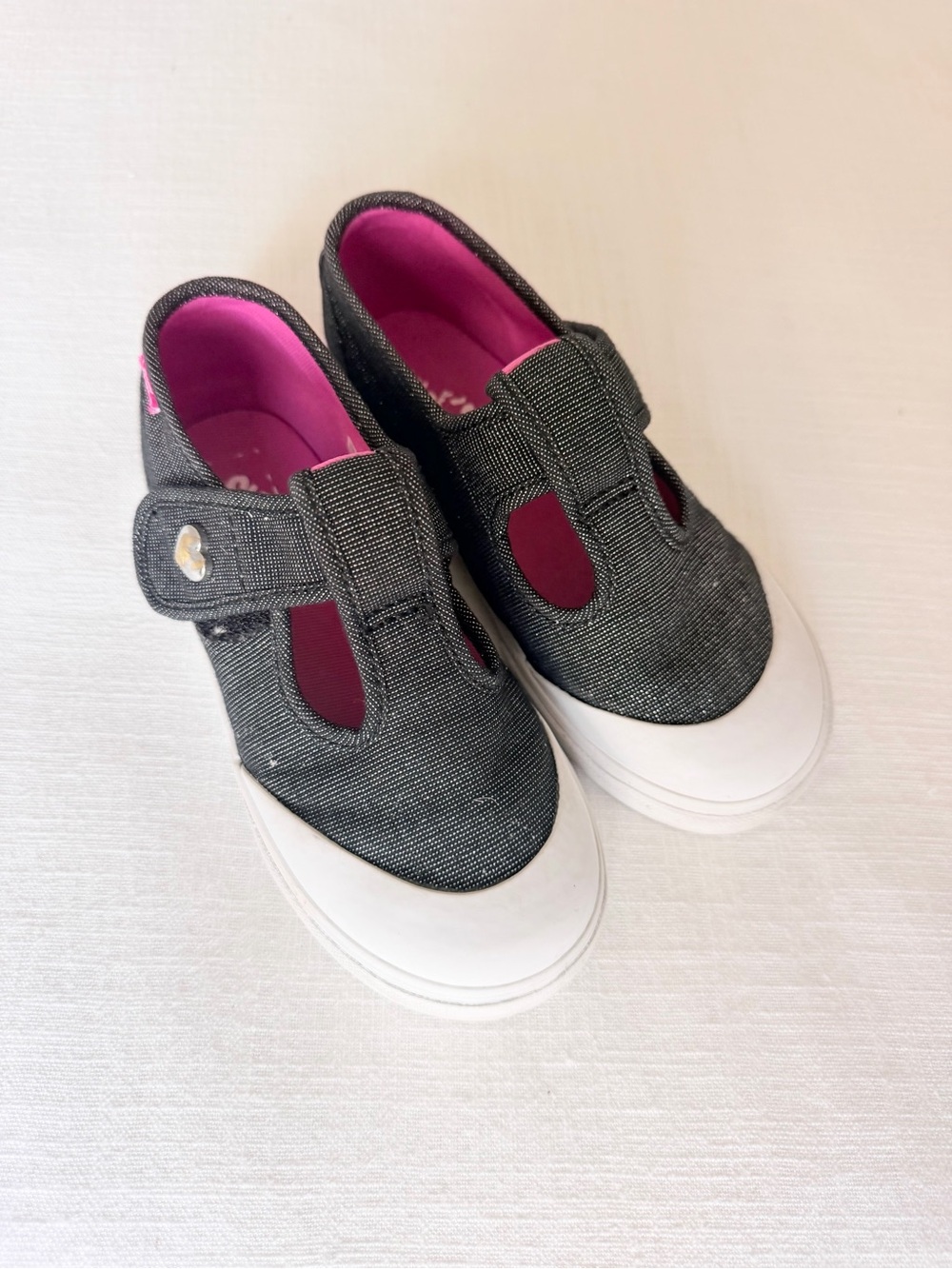 Toddler Vans Silver Metallic and Black Mary Jane T-strap Shoe size 10